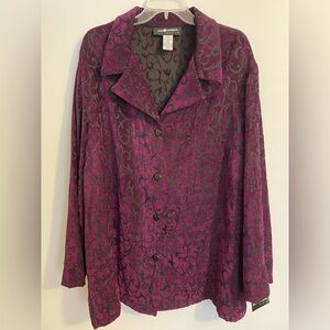 Sag Harbor NWT Purple Velvet Burnout Jacket Polyester/Rayon Women's Size 22W